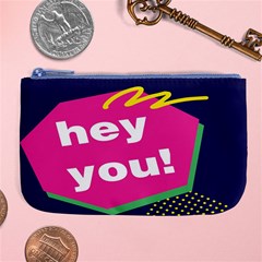 Behance Feelings Beauty Hey You Leaf Polka Dots Pink Blue Large Coin Purse by Mariart