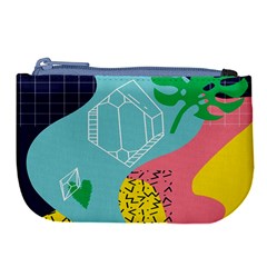 Behance Feelings Beauty Waves Blue Yellow Pink Green Leaf Large Coin Purse by Mariart