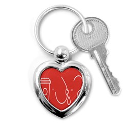 Caffeine And Breastfeeding Coffee Nursing Red Sign Key Chains (heart)  by Mariart