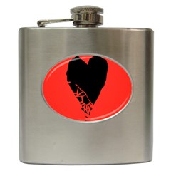 Broken Heart Tease Black Red Hip Flask (6 Oz) by Mariart