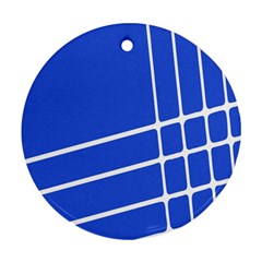 Line Stripes Blue Round Ornament (two Sides) by Mariart