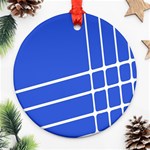 Line Stripes Blue Round Ornament (Two Sides) Back