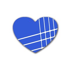 Line Stripes Blue Rubber Coaster (heart)  by Mariart