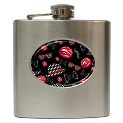 Lip Hat Vector Hipster Example Image Star Sexy Black Red Hip Flask (6 Oz) by Mariart