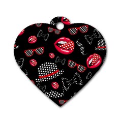 Lip Hat Vector Hipster Example Image Star Sexy Black Red Dog Tag Heart (two Sides) by Mariart