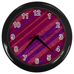 Maroon Striped Texture Wall Clocks (black) by Mariart