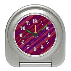 Maroon Striped Texture Travel Alarm Clocks by Mariart