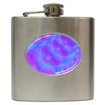 Original Purple Blue Fractal Composed Overlapping Loops Misty Translucent Hip Flask (6 oz) Front