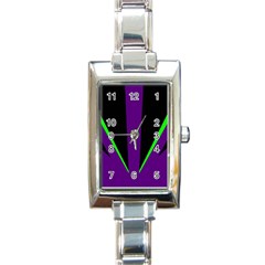 Rays Light Chevron Purple Green Black Line Rectangle Italian Charm Watch by Mariart