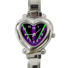 Rays Light Chevron Purple Green Black Line Heart Italian Charm Watch by Mariart