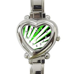 Rays Light Chevron White Green Black Heart Italian Charm Watch by Mariart