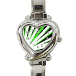 Rays Light Chevron White Green Black Heart Italian Charm Watch Front