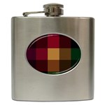 Stripes Plaid Color Hip Flask (6 oz) Front