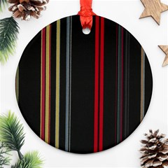 Stripes Line Black Red Round Ornament (two Sides) by Mariart