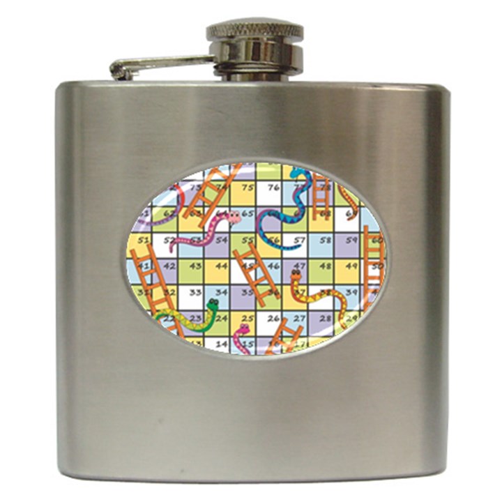 Snakes Ladders Game Board Hip Flask (6 oz)