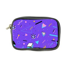 Vintage Unique Graphics Memphis Style Geometric Style Pattern Grapic Triangle Big Eye Purple Blue Coin Purse by Mariart