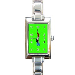 Egg Line Rainbow Green Rectangle Italian Charm Watch by Mariart