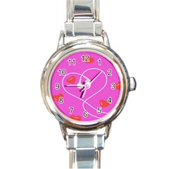 Heart Love Pink Red Round Italian Charm Watch by Mariart