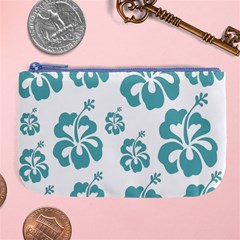 Hibiscus Flowers Green White Hawaiian Blue Large Coin Purse by Mariart