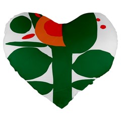 Portraits Plants Sunflower Green Orange Flower Large 19  Premium Heart Shape Cushions by Mariart