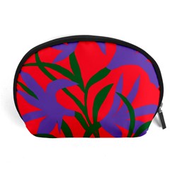 Purple Flower Red Background Accessory Pouches (large)  by Mariart