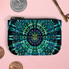 Peacock Throne Flower Green Tie Dye Kaleidoscope Opaque Color Mini Coin Purses by Mariart