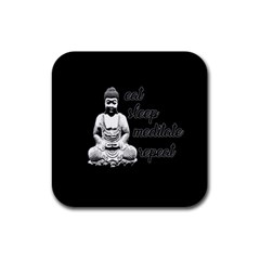 Eat, Sleep, Meditate, Repeat  Rubber Coaster (square)  by Valentinaart