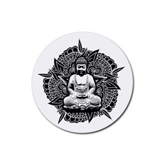 Ornate Buddha Rubber Coaster (round)  by Valentinaart