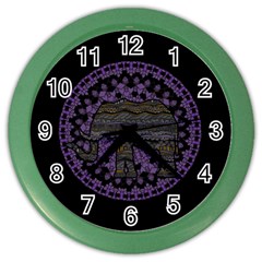 Ornate Mandala Elephant  Color Wall Clocks by Valentinaart