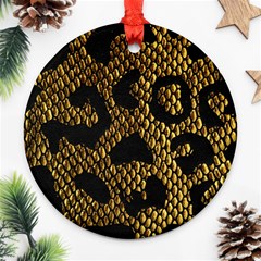 Metallic Snake Skin Pattern Round Ornament (two Sides) by BangZart