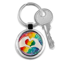 Pride Love Key Chains (round)  by LimeGreenFlamingo