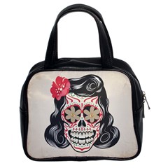 Woman Sugar Skull Classic Handbags (2 Sides) by LimeGreenFlamingo