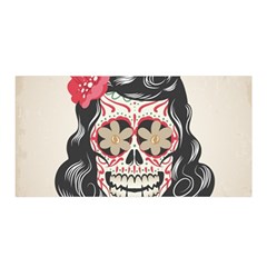 Woman Sugar Skull Satin Wrap by LimeGreenFlamingo