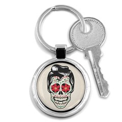 Man Sugar Skull Key Chains (round)  by LimeGreenFlamingo