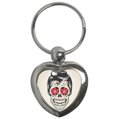 Man Sugar Skull Key Chains (heart)  by LimeGreenFlamingo