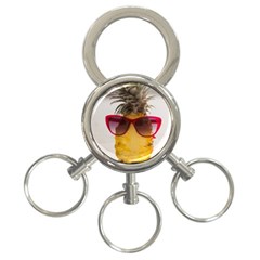 Pineapple With Sunglasses 3-ring Key Chains by LimeGreenFlamingo