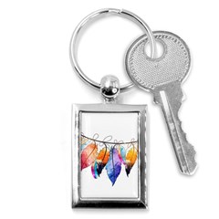 Watercolor Feathers Key Chains (rectangle)  by LimeGreenFlamingo