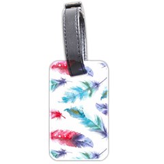 Watercolor Feather Background Luggage Tags (two Sides) by LimeGreenFlamingo