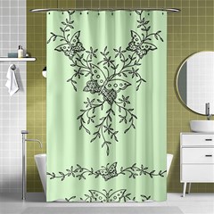 Illustration Of Butterflies And Flowers Ornament On Green Background Shower Curtain 48  X 72  (small)  by BangZart