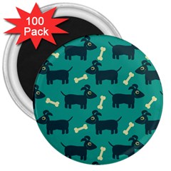 Happy Dogs Animals Pattern 3  Magnets (100 Pack) by BangZart