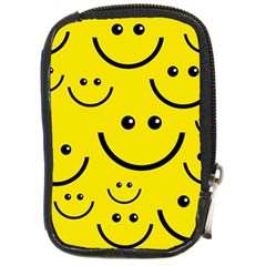 Digitally Created Yellow Happy Smile  Face Wallpaper Compact Camera Cases by BangZart