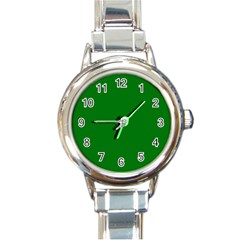 Solid Christmas Green Velvet Classic Colors Round Italian Charm Watch by PodArtist