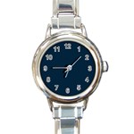 Solid Christmas Silent night Blue Round Italian Charm Watch Front