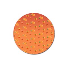 Peach Fruit Pattern Magnet 3  (round) by paulaoliveiradesign