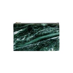 Green Marble Stone Texture Emerald  Cosmetic Bag (small)  by paulaoliveiradesign