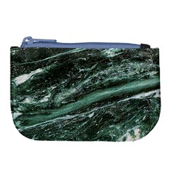 Green Marble Stone Texture Emerald  Large Coin Purse by paulaoliveiradesign