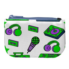 Green Music Pattern Large Coin Purse by TheLimeGreenFlamingo