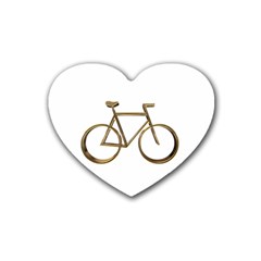 Elegant Gold Look Bicycle Cycling  Rubber Coaster (heart)  by yoursparklingshop