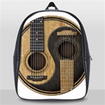 Old And Worn Acoustic Guitars Yin Yang School Bags(Large)  Front