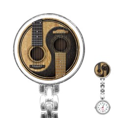 Old And Worn Acoustic Guitars Yin Yang Stainless Steel Nurses Watch by JeffBartels